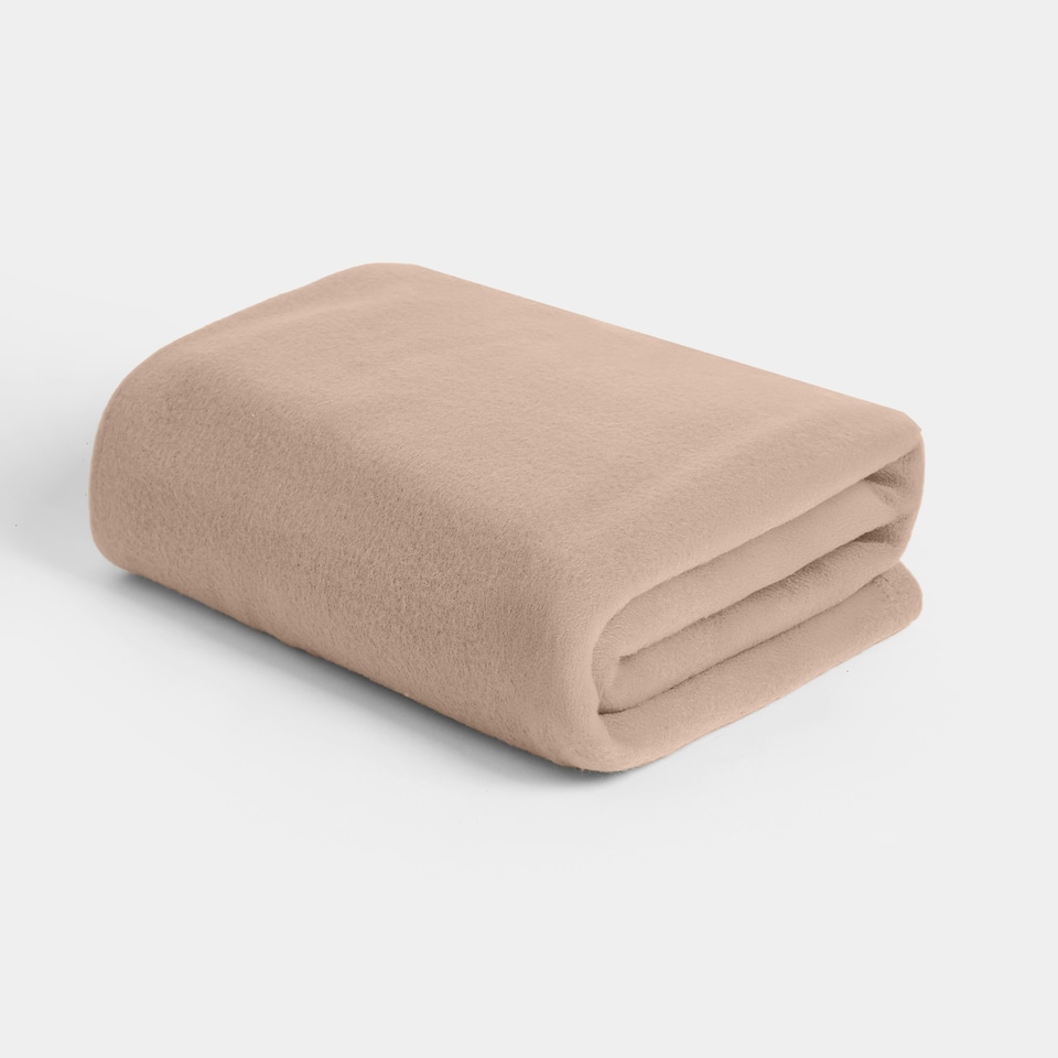 image 1 of OHS Teddy Fleece Soft Warm Plush Cosy Plain Dyed Throw Over Bed Blanket, 125x150cm (Copy) | Brown | Mocha