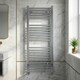 image 3 of Balterley Contemporary Heated Vertical Towel Ladder Rail with Square Rails, 1167 BTU Bathroom Radiator | Silver | Chrome | 1