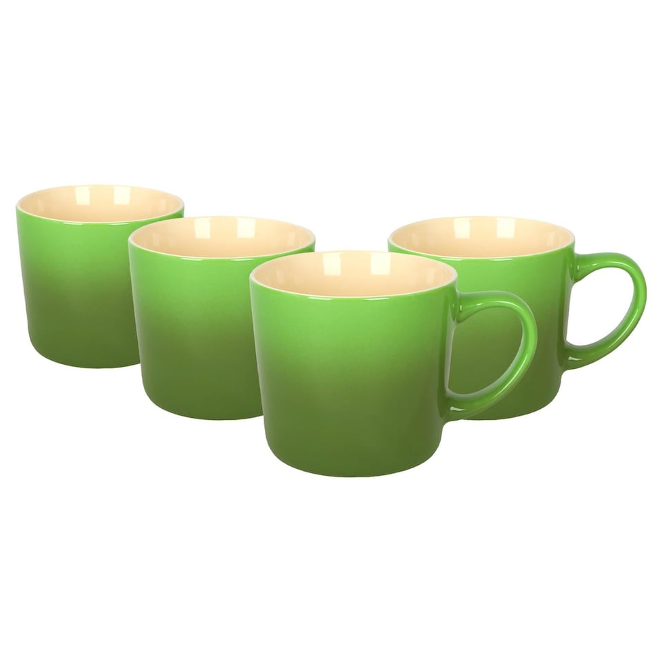 image 1 of Argon Tableware New Bone China Mugs - 330ml - Green Ombre - Pack of 4 | Green | Green | 4