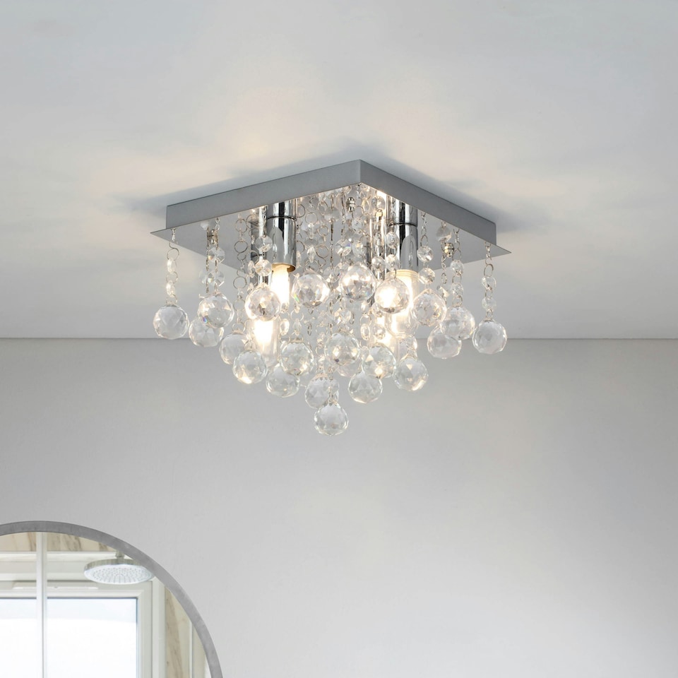 image 1 of BHS Tampa Small Bathroom Flush Ceiling Light, Chrome