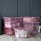 image 5 of Wham Crystal 5 x Multisize Stackable Plastic Storage Boxes with Lids Tint Dusky Orchid Pink