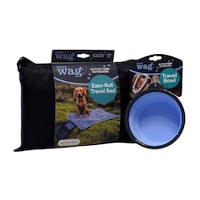 Henry Wag Easy-Roll Travel Pet Bed & Large Travel Bowl 750ml Combo