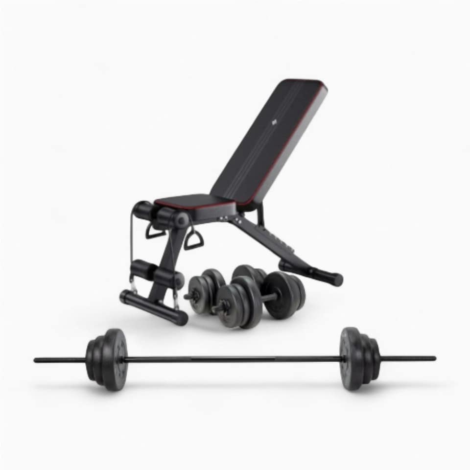 image 1 of GymSets Adjustable Dumbbell Barbell Set V2(60kg Set / With Red Bench +)