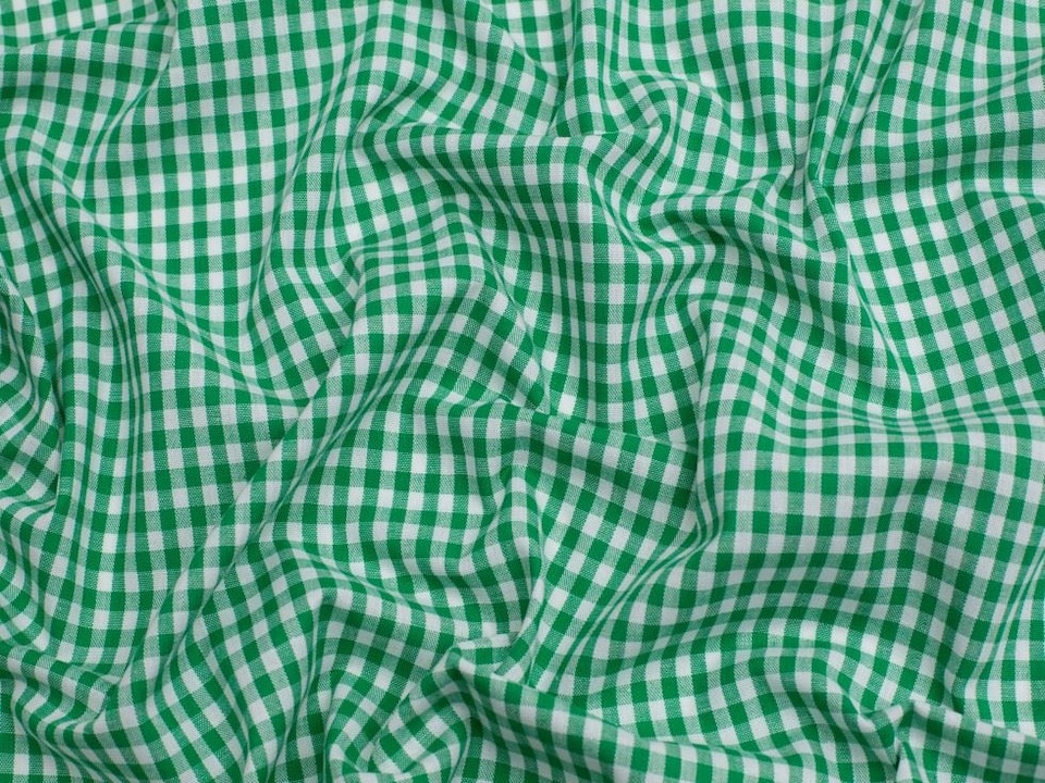Minerva Core Range Green 1/4 inch Check Vintage Gingham Fabric for Dressmaking, 142.5cm / 56" Wide - per metre