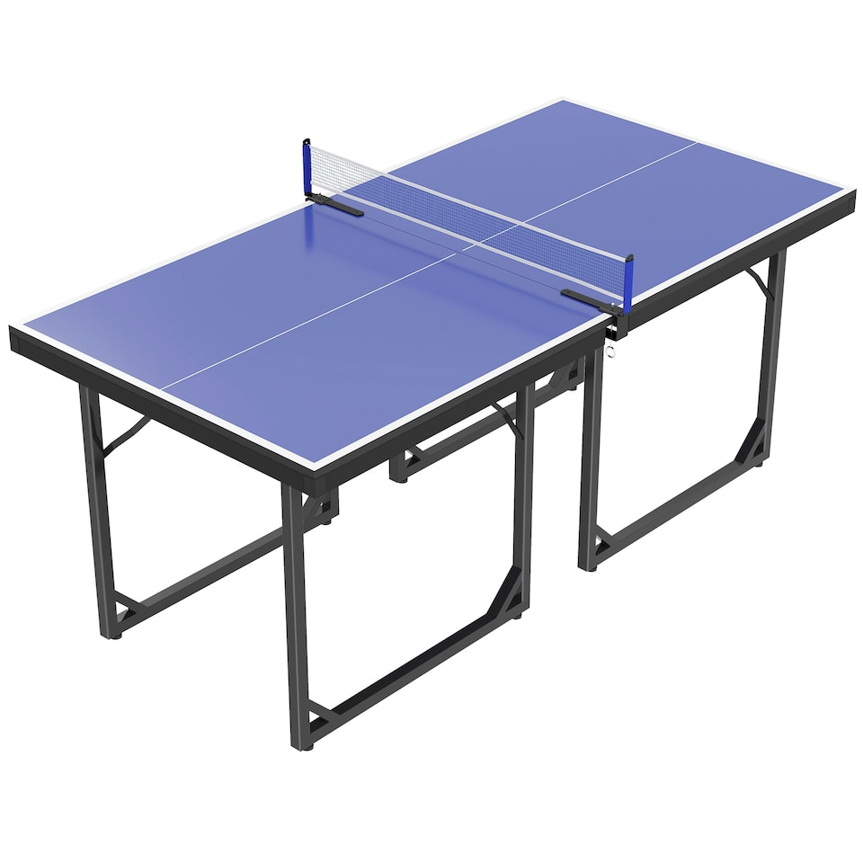 image 1 of HOMCOM Tennis Table Ping Pong Foldable with Net Game Steel 183cm Indoor, Blue