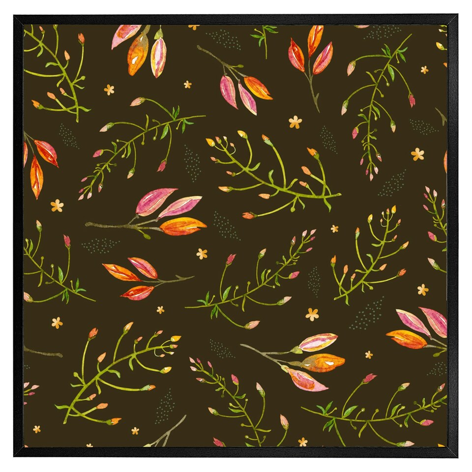 image 1 of Green branches (Picture Frame) Black | XS