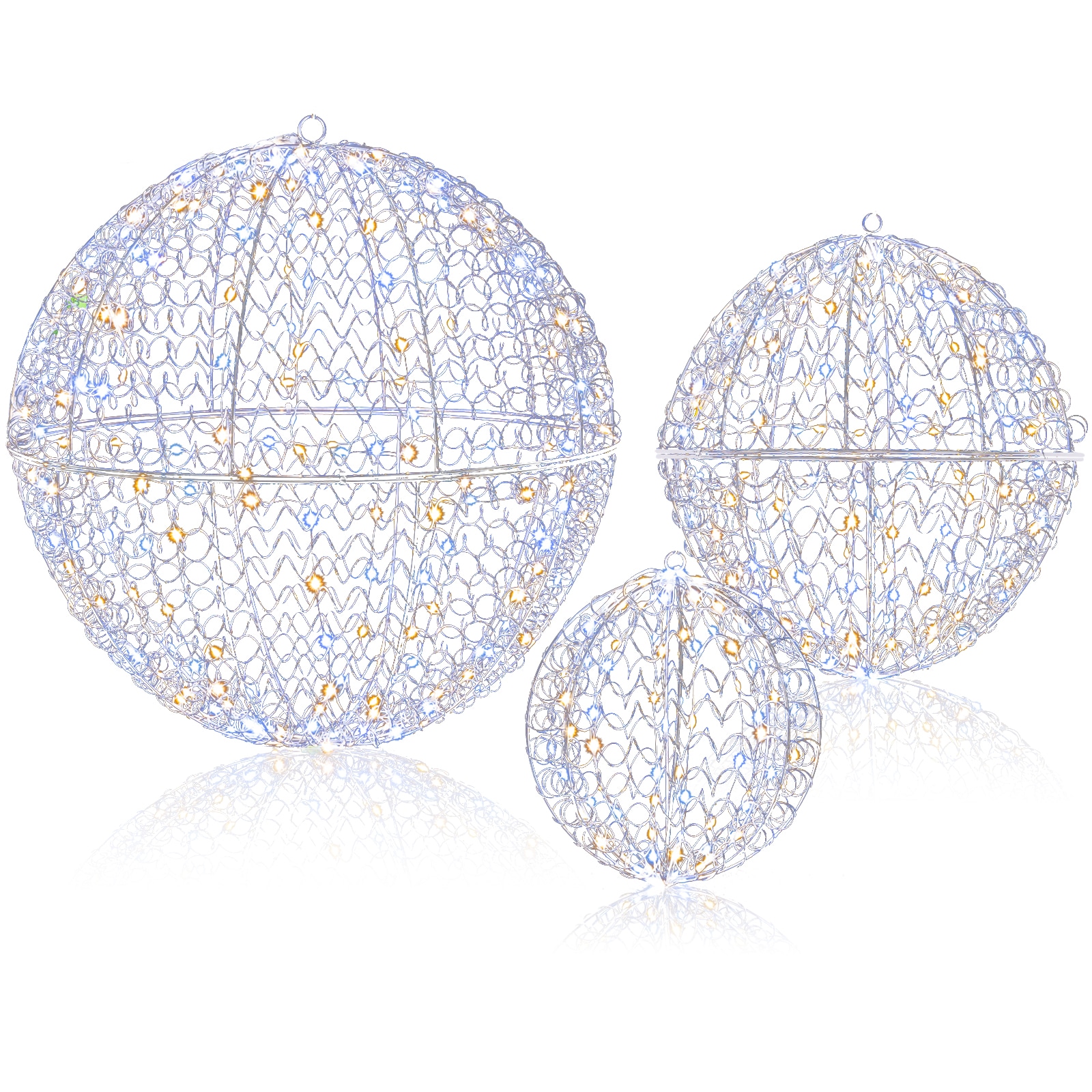 Casart 3 Pcs Lighted Christmas Balls Large Standing/hanging Lights