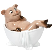 'Bathtime' Pig in Bath Tub Figurine Novelty Bathroom Decoration