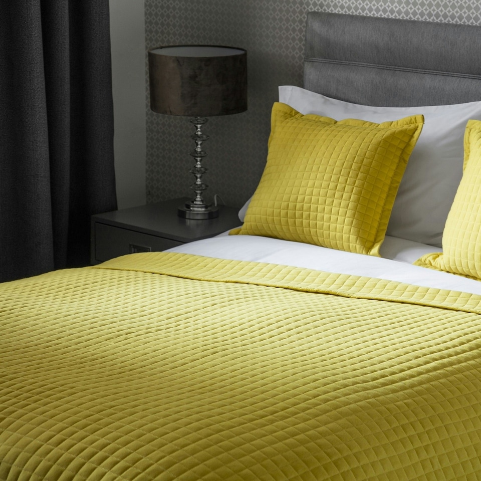image 1 of Belledorm Crompton Quilted Throw - Saffron Yellow - One Size