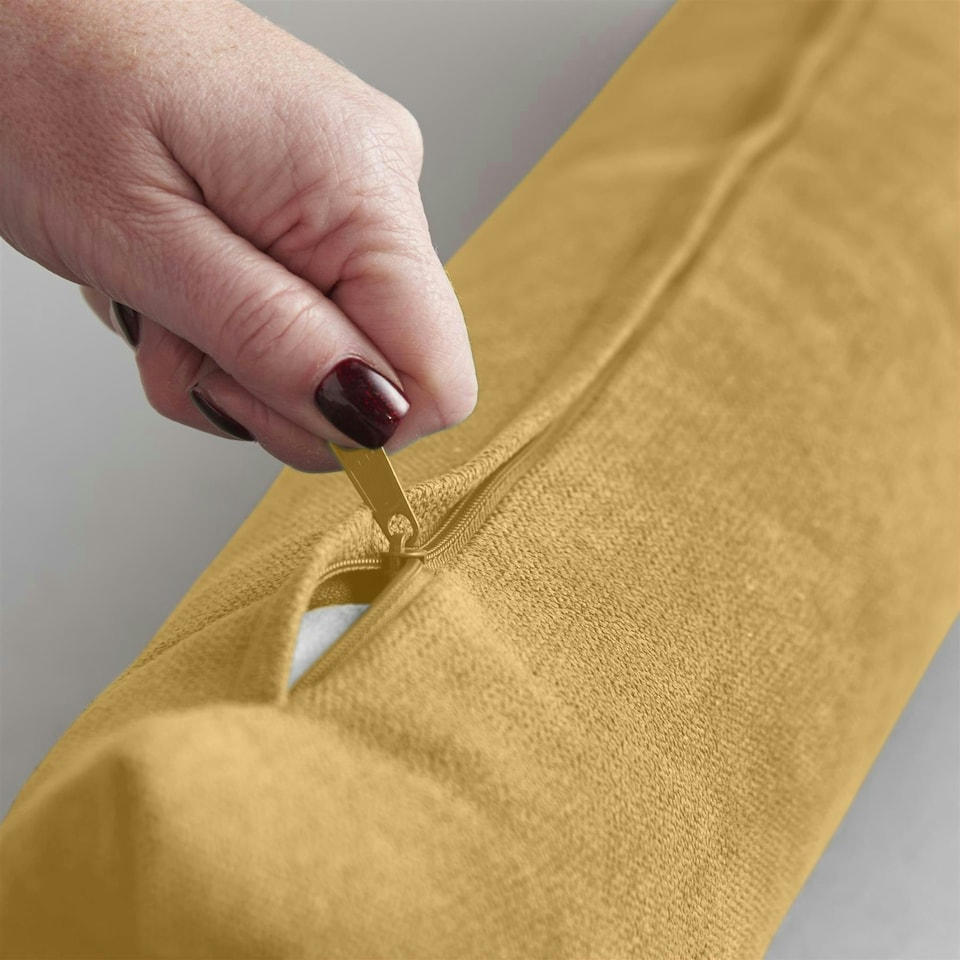 image 1 of Velvet Chenille Draught Excluder - 90cm x 15cm x 15cm - Ochre
