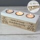 image 8 of Personalised Floral Triple Tea Light Box Brown
