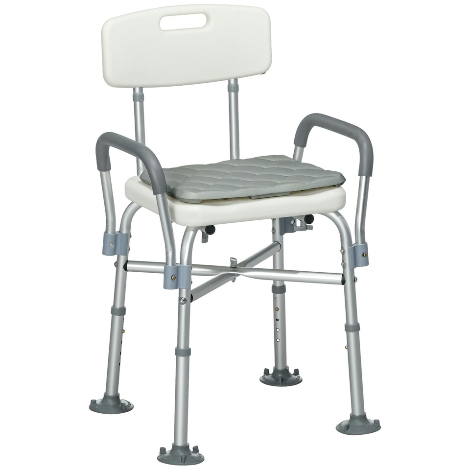 image 1 of HOMCOM Aluminium Shower Chair Adjustable Bath Stool for Senior Disabled Pregnant