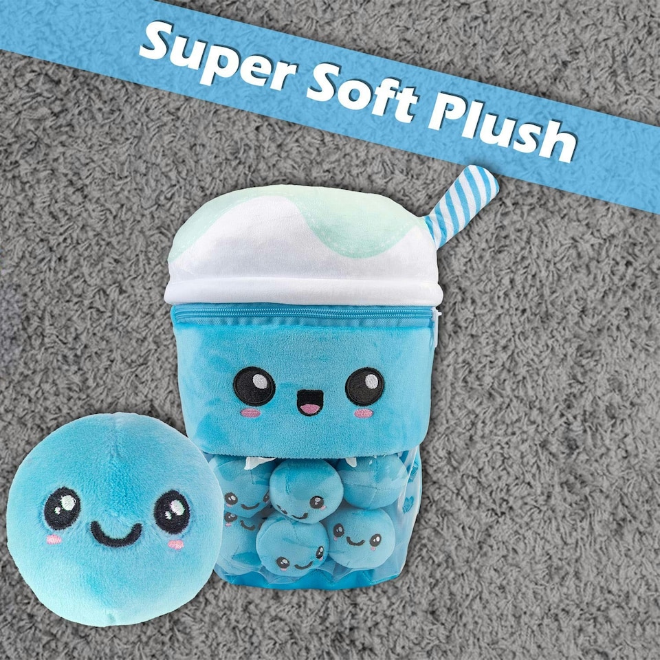 image 1 of Boba Tea Soft Toy Cute Plushie Huggable Cuddly Stuffed Toy Gift 35cm Blue