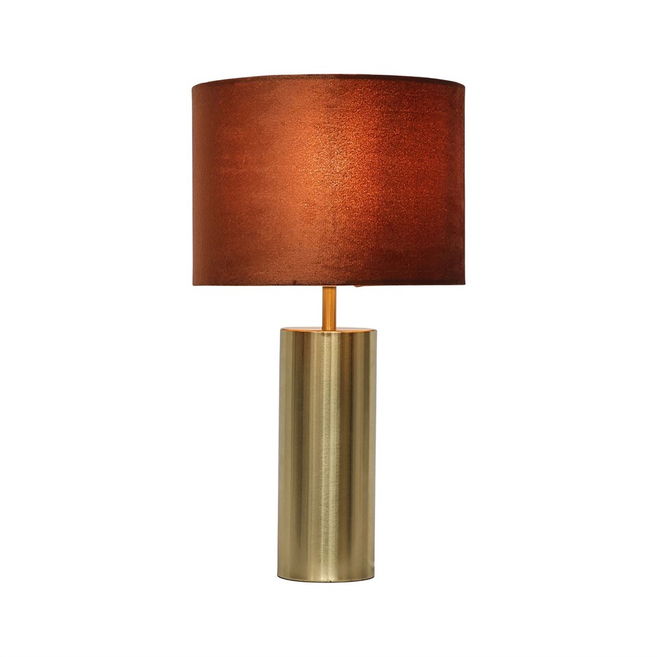 image 1 of Amber - Gold Touch Operated 40cm Table Lamp Burnt Orange Velvet Shade
