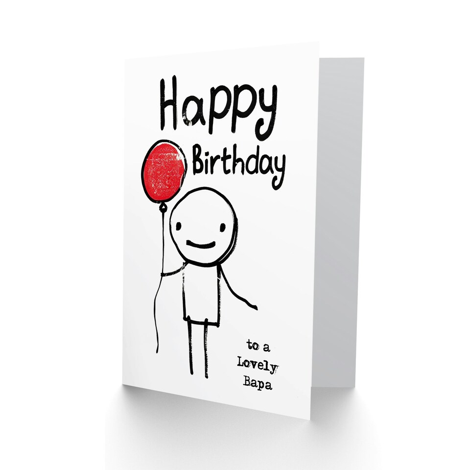 image 1 of Lovely Bapa Stick Figure Red Balloon Simple Birthday Card