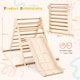image 2 of COSTWAY Pikler Triangle Set Foldable Triangle Climber Climbing Toys-Natural