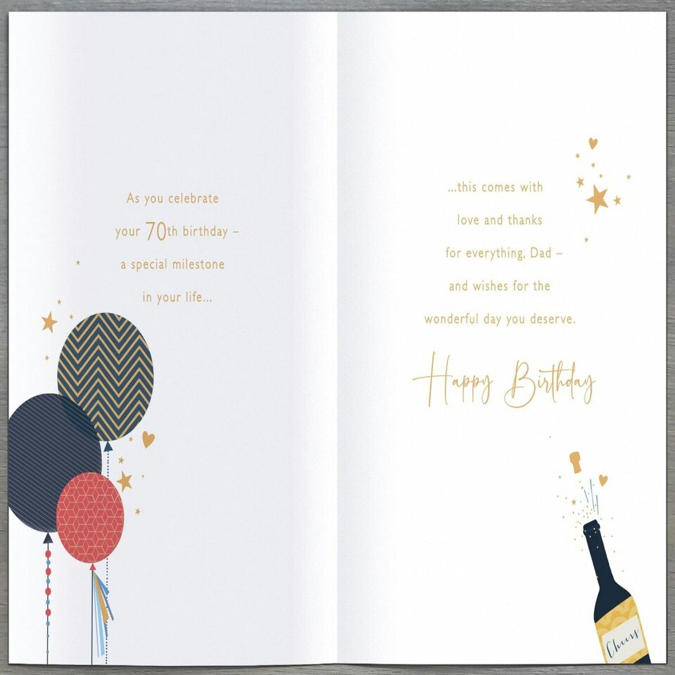 image 1 of Elegant Balloons Dad 70th Birthday Card