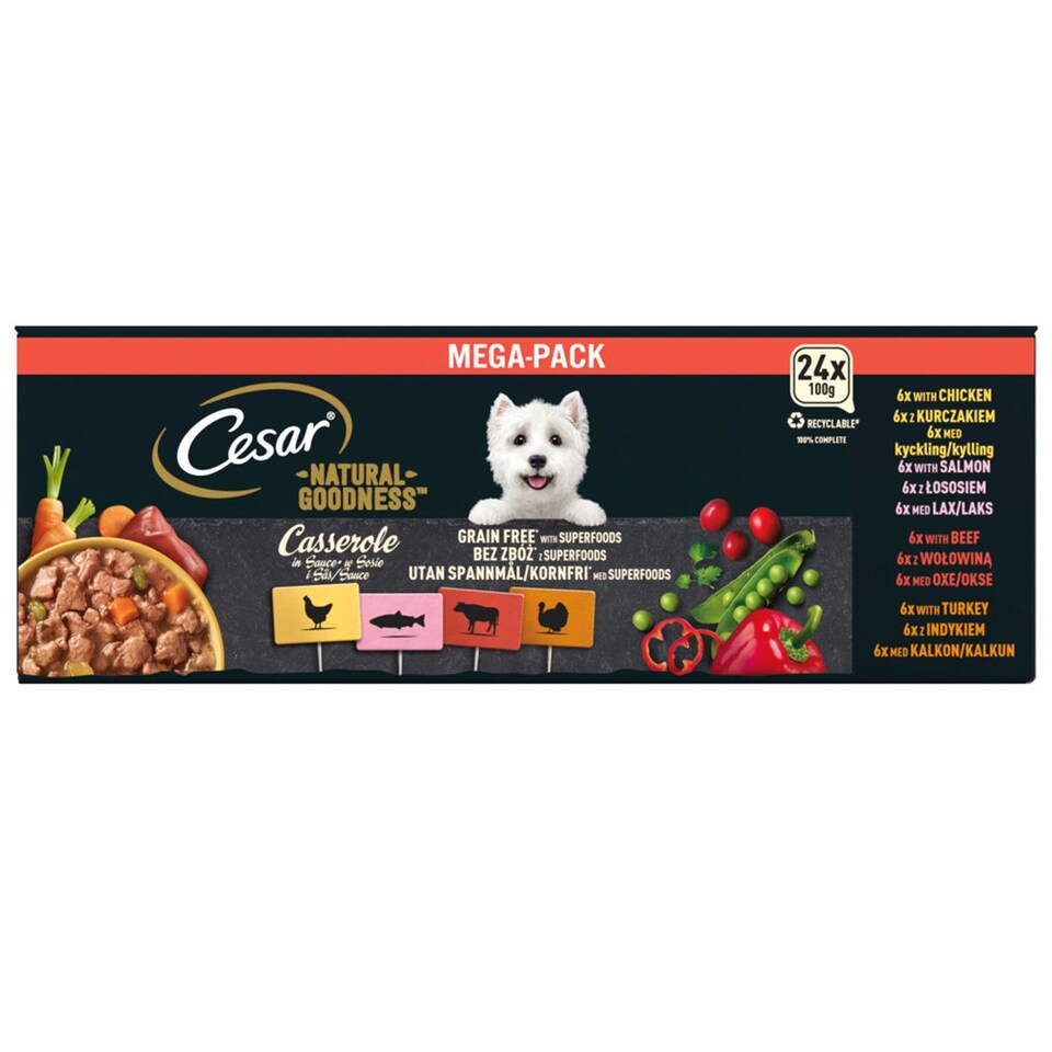 image 1 of 48 x 100g Cesar Natural Goodness Grain Free Adult Dog Food Trays Mixed Gravy