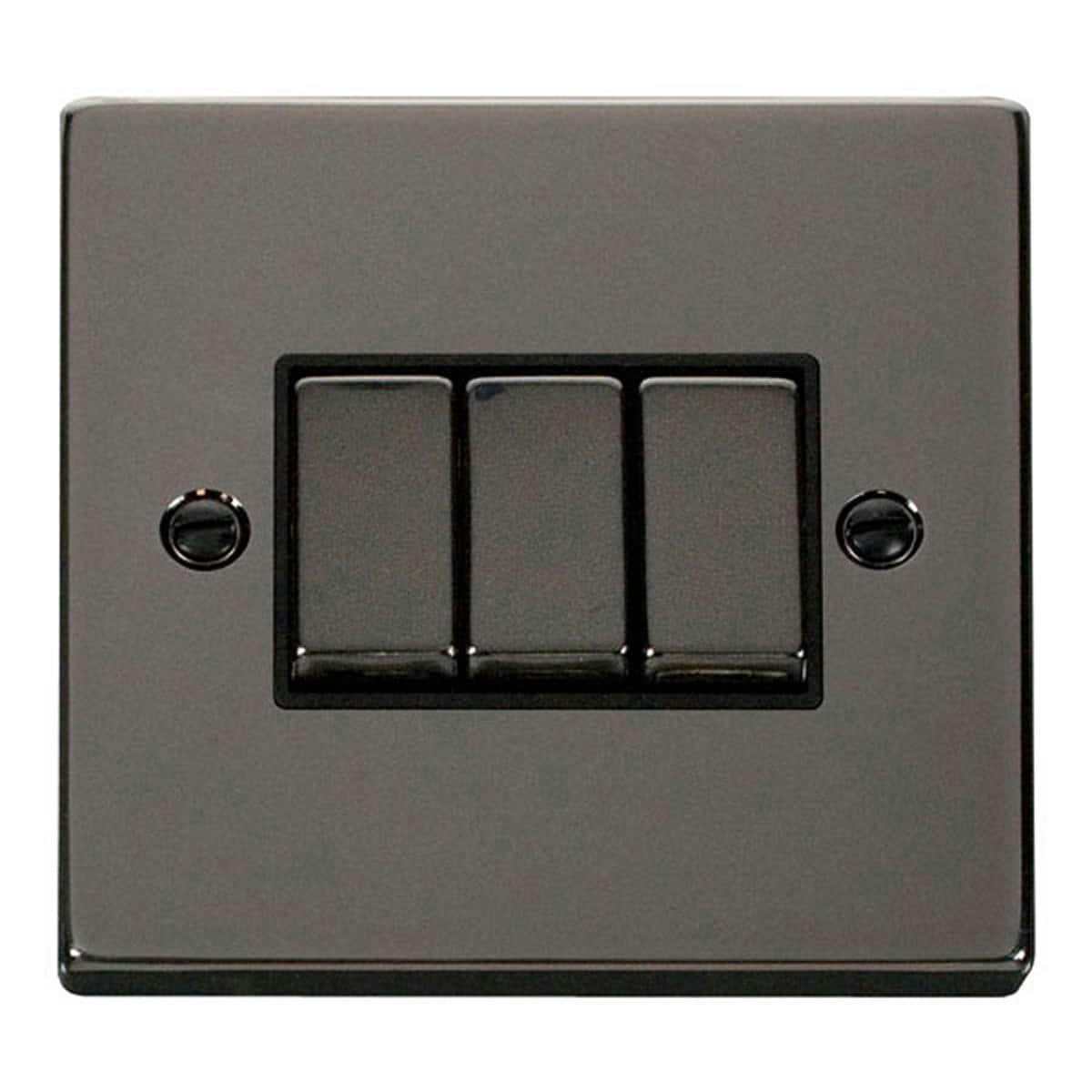 SE HOME Black Nickel 10A 3 Gang 2 Way Ingot Light Switch Black Black Nickel