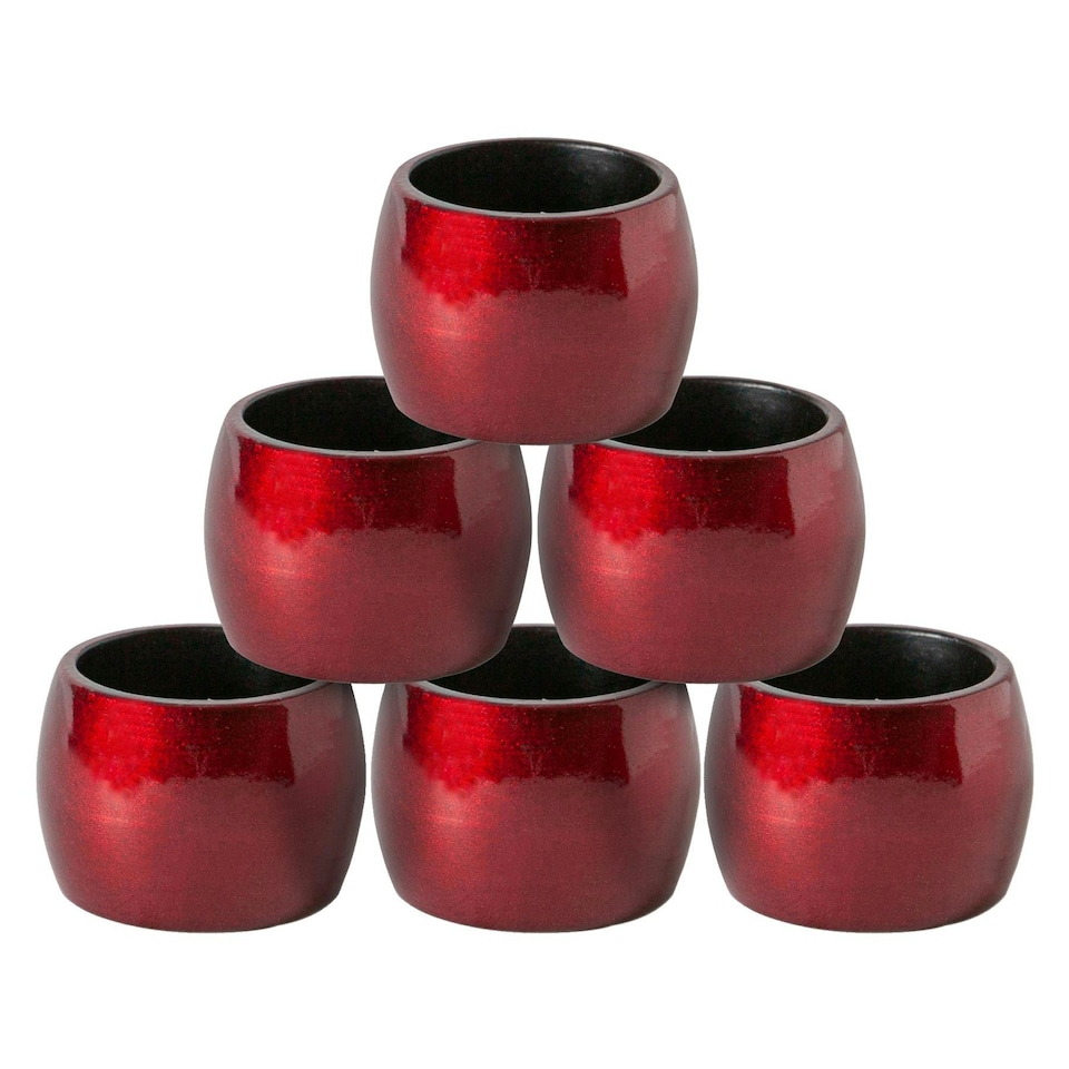 image 1 of Argon Tableware Metallic Napkin Rings - 4.5cm - Red - Pack of 6 Red