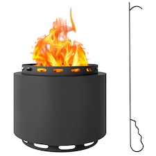 Outsunny 48.5cm Smokeless Wood Burning Firepit Metal Fire Pit, Dark Grey | Grey | Dark Grey
