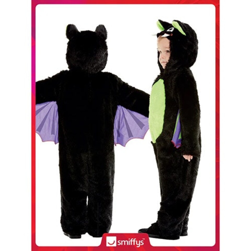image 1 of Fluffy Bat Jumpsuit Unisex Fancy Dress Costume Toddler Age 3-4