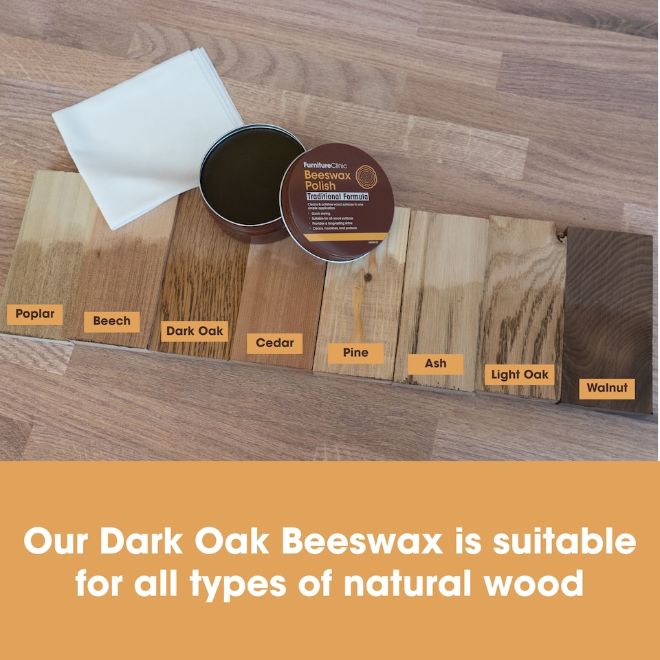 image 1 of Dark Oak Coloured Beeswax Polish for Wood & Furniture - 200ml – Natural Finishing Wood Wax for All Types of Furniture & Wooden Surfaces - Colour, Protect & Enhance Wood