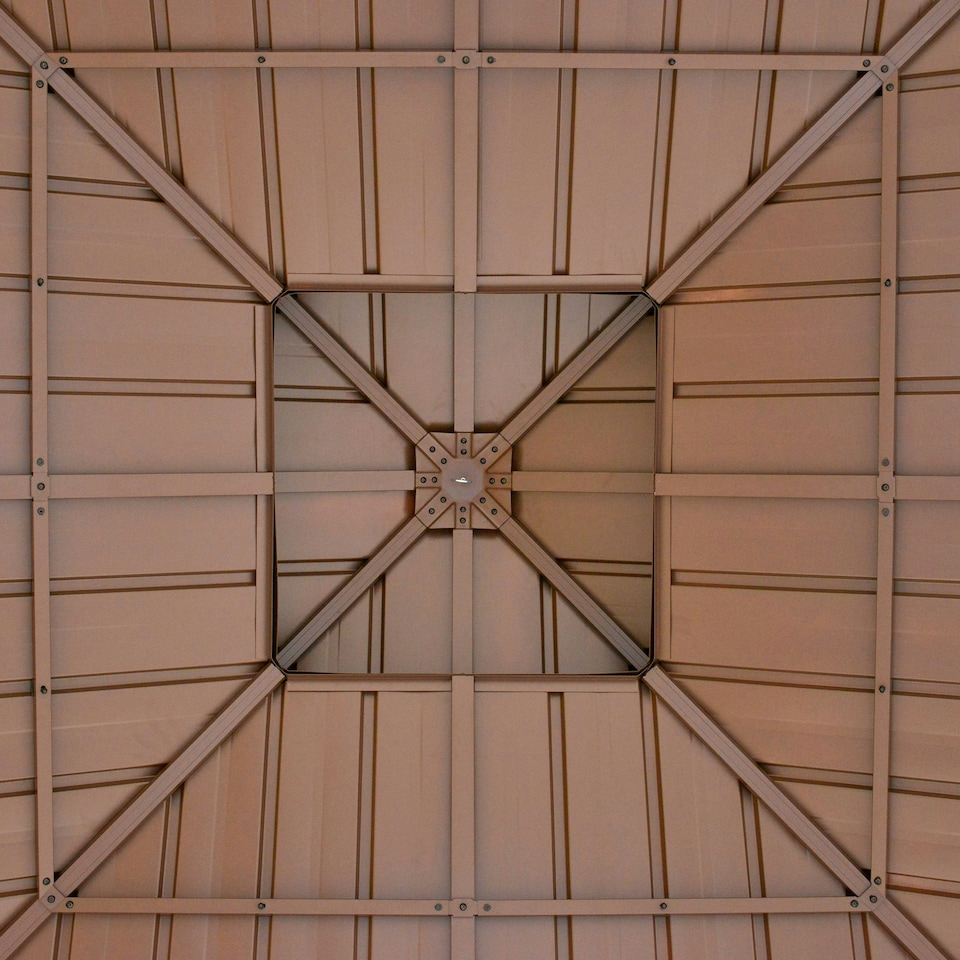 image 1 of Outsunny 3x(3)M Double-Tier Hardtop Gazebo, Outdoor Patio Shelter, Brown