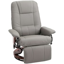 HOMCOM Ergonomic Office Recliner Sofa Chair PU Leather Armchair Lounger Grey