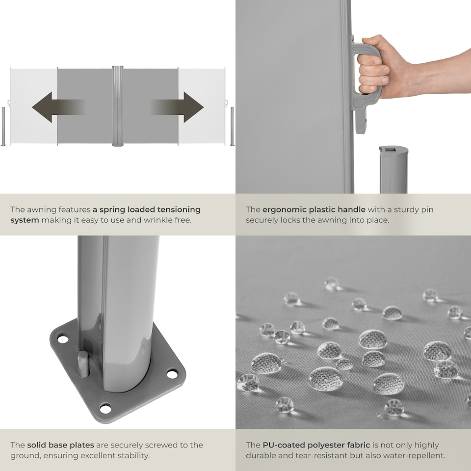 image 1 of Double-sided retractable awning and privacy screen | Grey | grey | 1