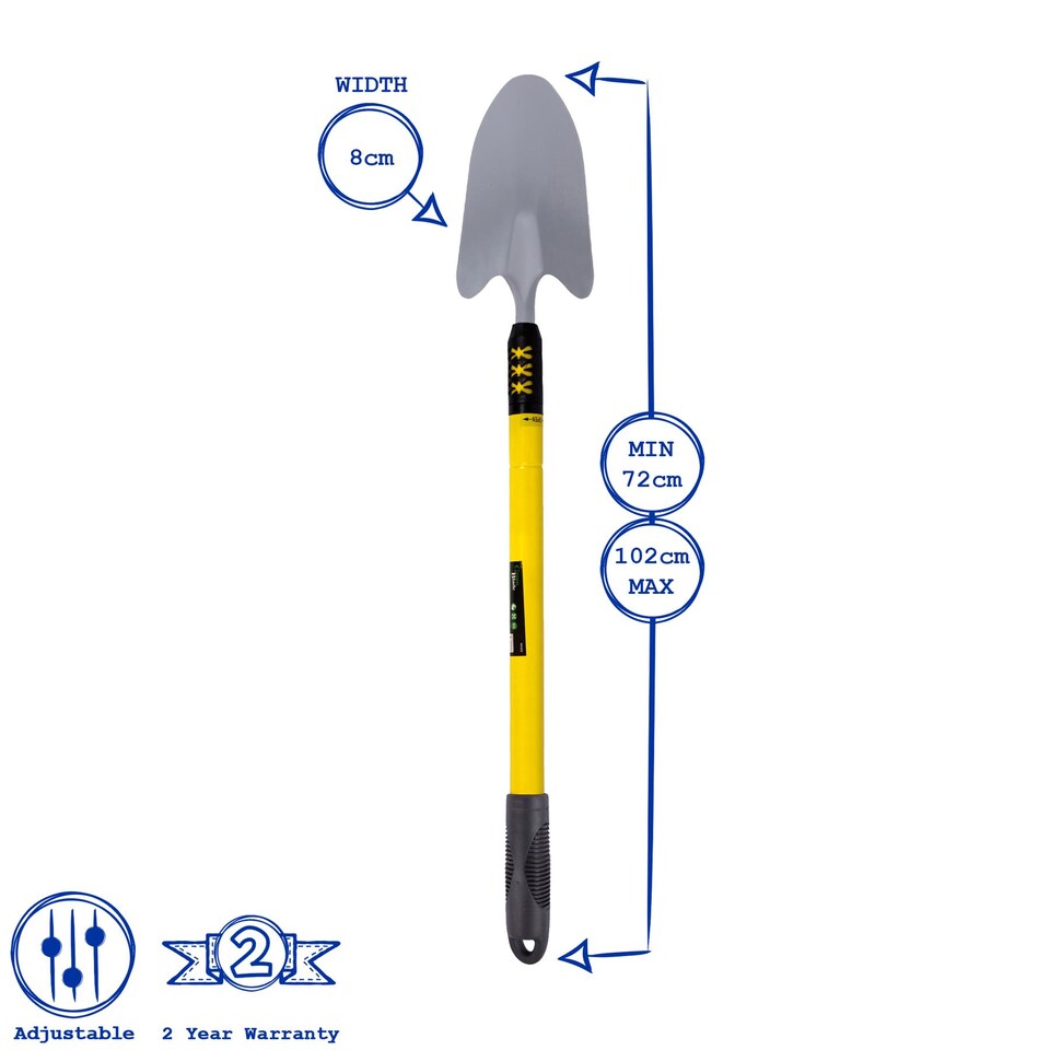image 1 of Green Blade Telescopic Stainless Steel Garden Trowel - Yellow