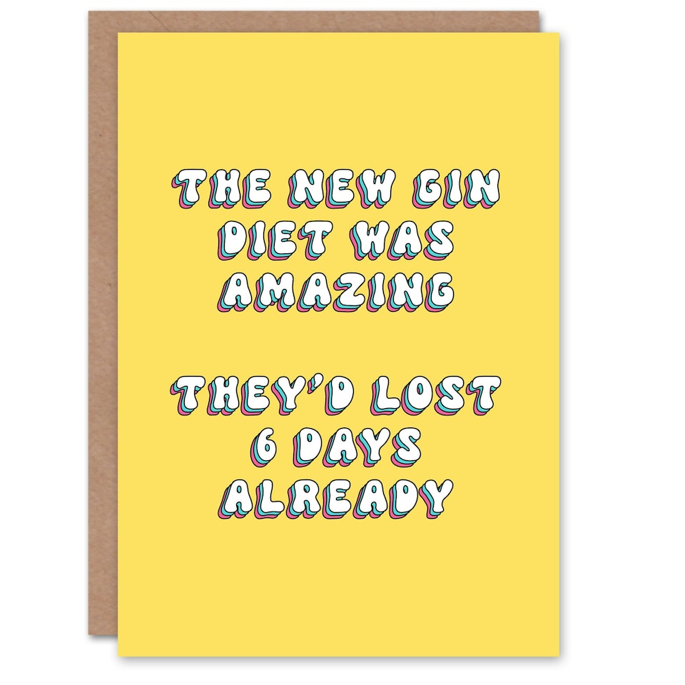 image 1 of New Gin Diet Lost Days Humour Woman Her Funny Birthday Card