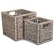 image 1 of Set of 2 Wooden Framed Split Willow Storage Basket | Brown | Brown | Not provided