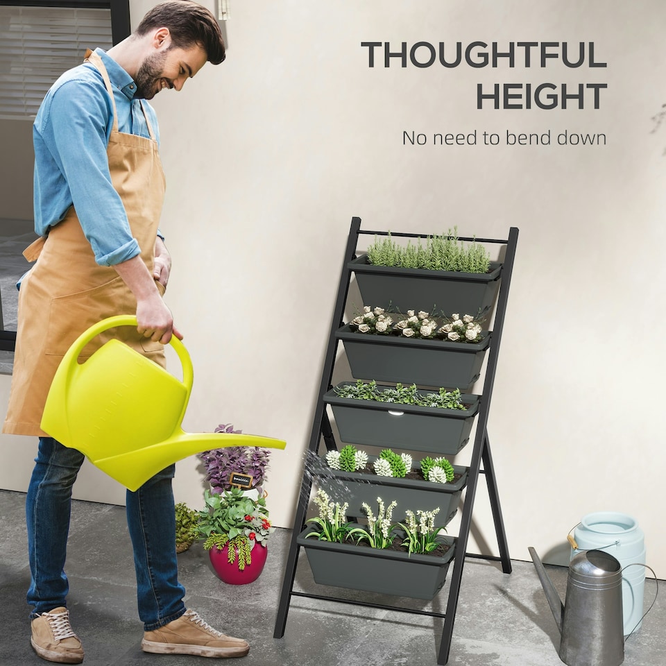 image 1 of Outsunny Indoor Outdoor Vertical Raised Garden Bed with 5 Removable Tray