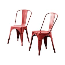 Furniturebox 2x Colton 'Tolix' Style Red Metal Dining Chairs