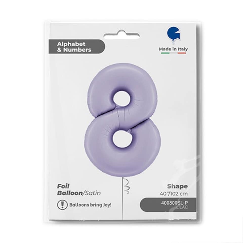 image 1 of Satin Lilac Number 8 Giant Foil Helium Balloon 102cm / 40 in