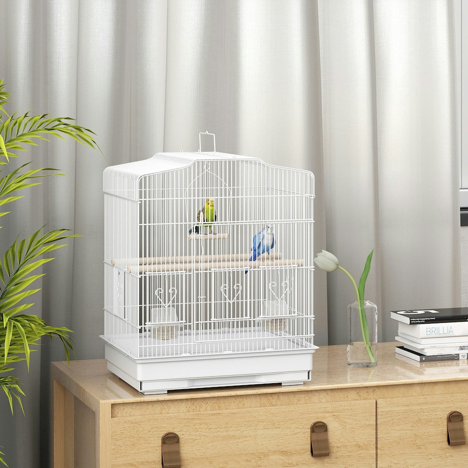 image 1 of PawHut 59cm Large Bird Cage with Perches, Food Bowls, Swing