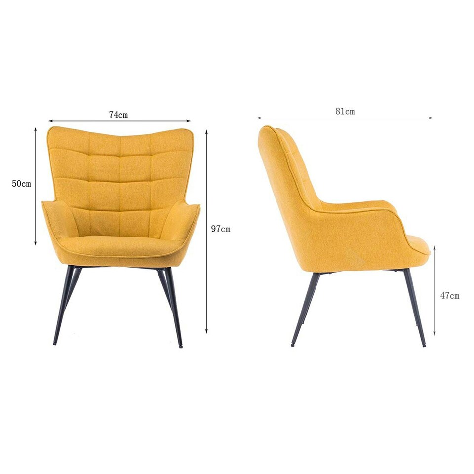 image 1 of Vera Fabric Occasional Living Room Modern Accent Chair (Yellow)