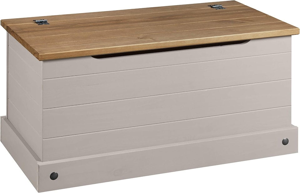 image 1 of Corona Storage Chest Bedding Box Toy Blanket Ottoman Grey Solid Pine