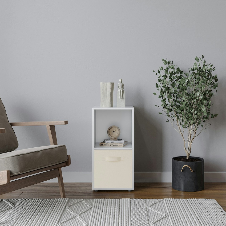 image 1 of 2-Cube Shelving Unit With Inserts White | White / Grey