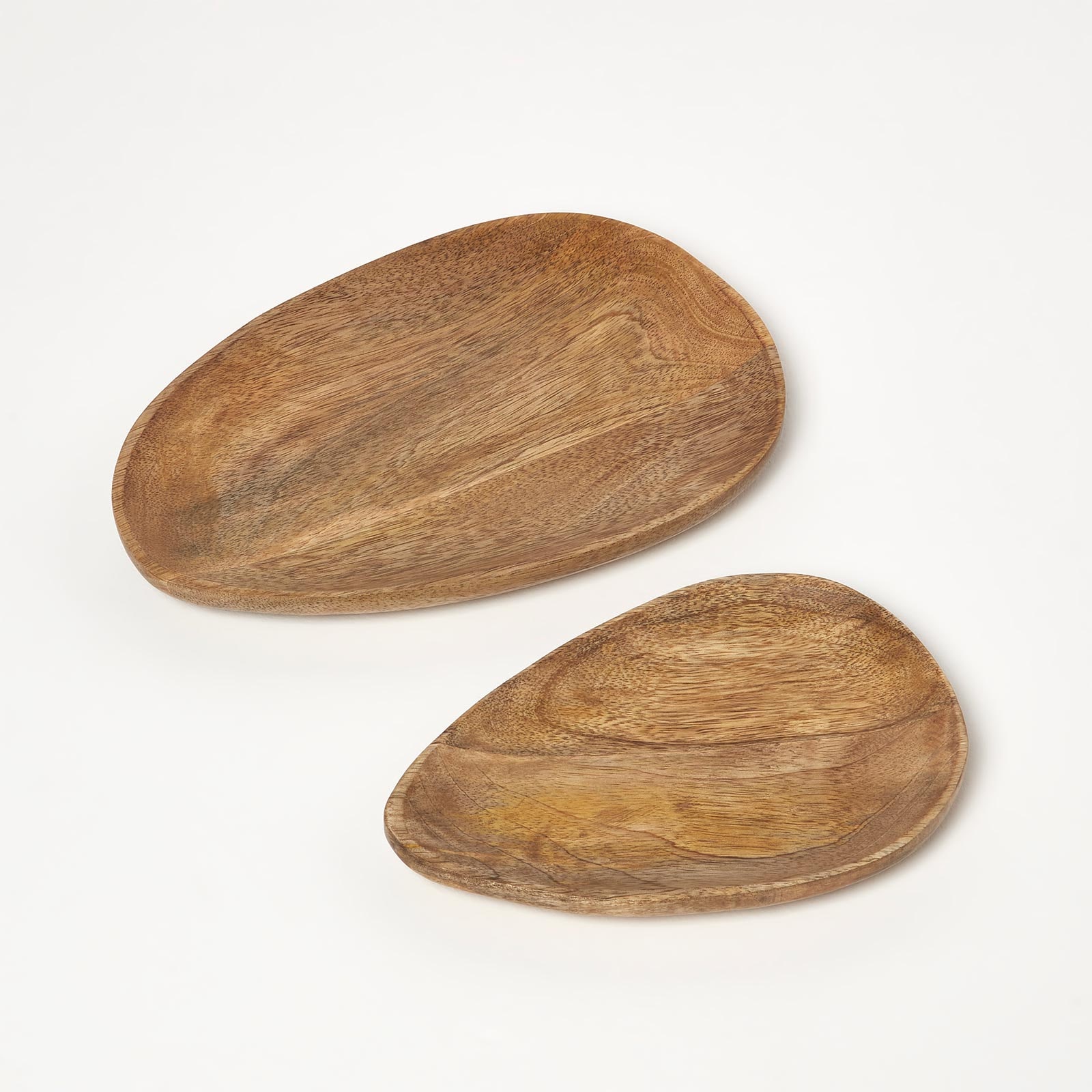Homescapes Mango Wood Nesting Serving Trays - Set of 2 in Brown