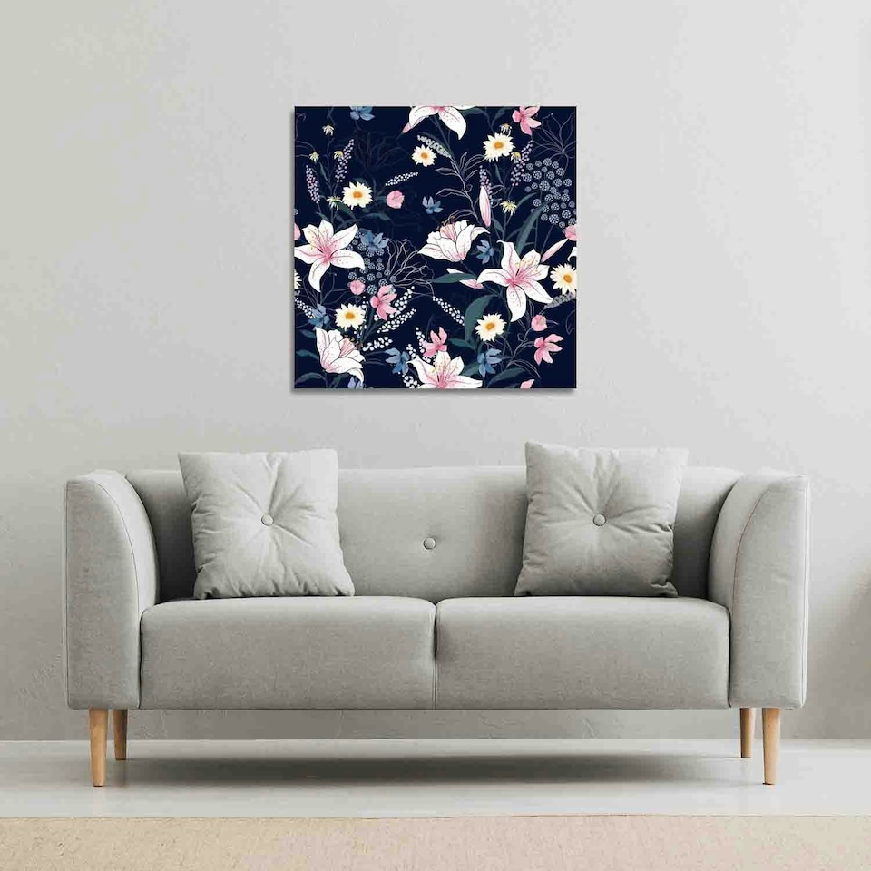 image 1 of Tropical White & Pink Flowers (Canvas Print) 46 x 46 x 4cm