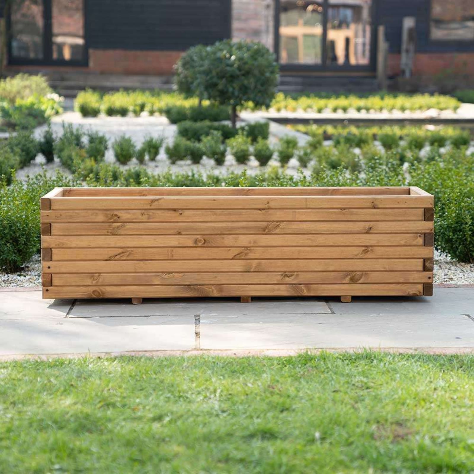 Primrose Rectangle Pine Wood Raised Trough Outdoor Patio Planter 1.8m