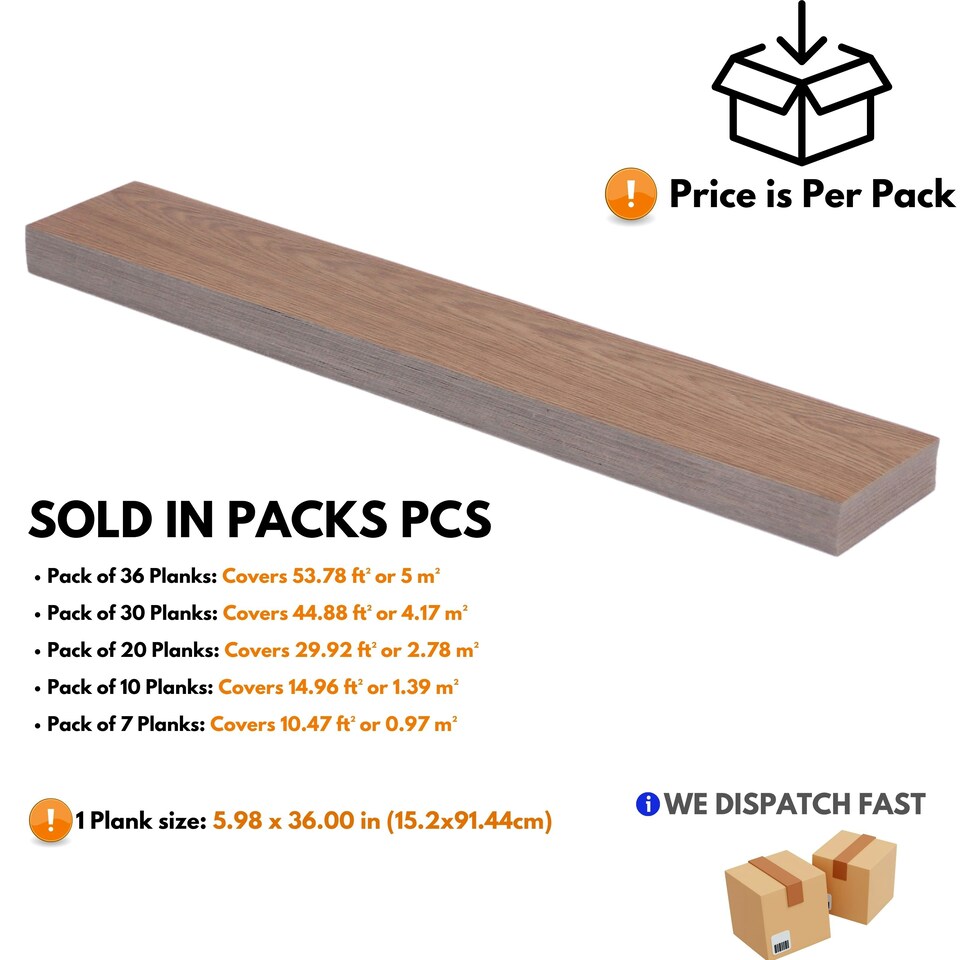 image 1 of NOVECRAFTO Self Adhesive Vinyl Floor Planks – Peel & Stick Flooring – Light Brown Wood Effect – Easy DIY Installation – Durable & Waterproof Tiles Brown | 2.78 sqm