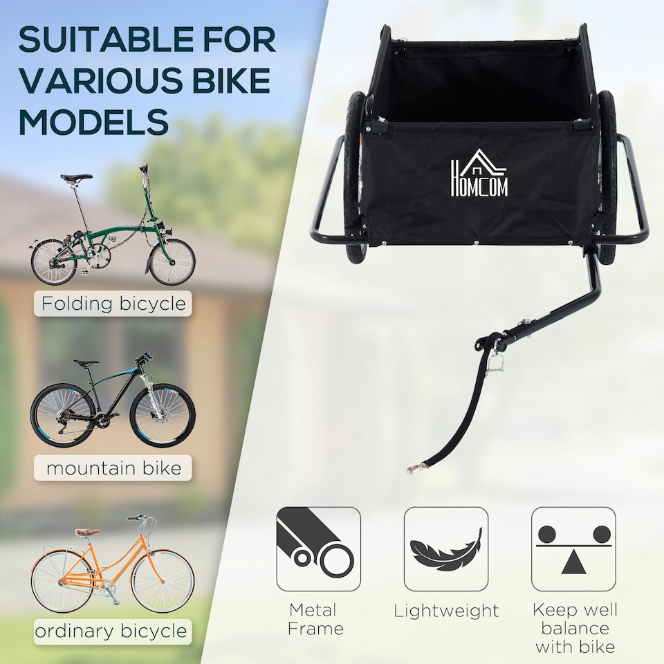 image 1 of Aosom Elite Two-Wheel Bicycle Large Cargo Wagon Trailer with Folding Storage