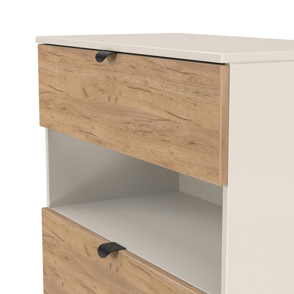 image 1 of Norway 3 Drawer Chest with Open Shelf in Gold Craft Oak and Kashmir Cream | Golden Oak
