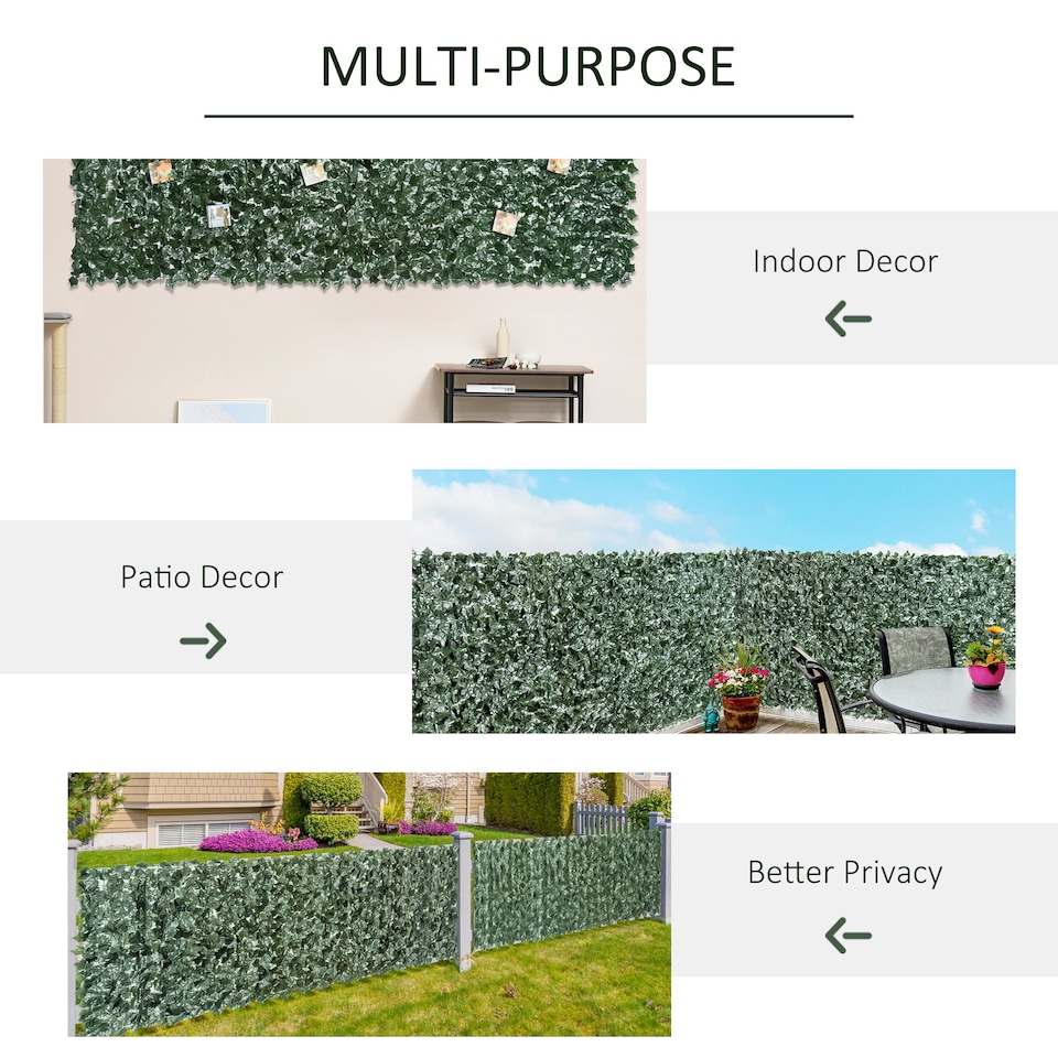 image 1 of Outsunny Artificial Leaf Hedge Privacy Screen Roll Garden Fence Panel 1m x 2.4m