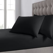 Velosso Plain Dyed Cotton Blend Fitted Sheet Black | Black | Super King