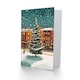 image 2 of Decorated Tree Town Square Snowy Night Xmas Art Blank Christmas Card