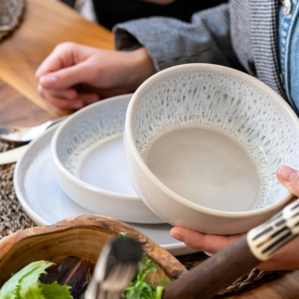 image 1 of Scandi Home 16 piece Stockholm Oatmeal Artisan Glaze Tableware Set
